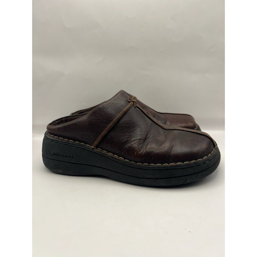 Skechers Brown Leather Mule Clogs Women Size 8